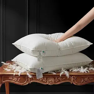 Goose Down Pillow, Hotel Quality with Feather Fill, 750 Fill Power King Size - 2 Pack with Pillowcase for Master Bedroom, Support for Back, Side, Stomach Sleepers (King 20" x 36")
