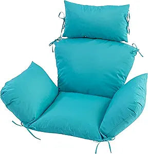 Outdoor Egg Chair Cushion with 8 Securing Straps, Water-Repellent & Fade-Resistant, Removable Cover, Replacement Cushion for Most Single Hanging Swing Egg Chairs  Teal