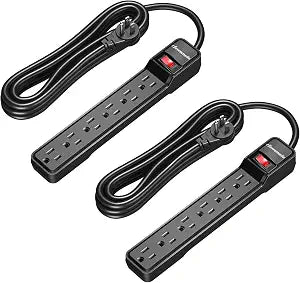 DEWENWILS 2-Pack 15FT Power Strip Surge Protector, 6 Outlets