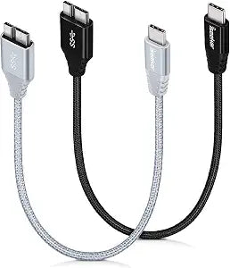 iSeekerKit Short USB 3.0 Type-C to Micro-B Data Cable 1ft Compatible Chromebook Pixel to Connect Toshiba Canvio, WD Elements, Seagate Expansion External Hard Drive