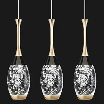 Modern Black Gold Pendant Light Dimmable LED Ceiling Light Fixtures Mini Teardrop Crystal Pendant Lighting for Kitchen Island Bedroom Hallway Entryway (3-Pack Champagne Gold)