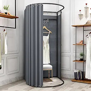 Portable Changing Room Divider,Clothing Store Fitting Room, Movable Changing Room,Temporary Locker Room with Shading Curtain and Hook Up, Privacy Screen Partition-Don't Look at Me (Color : M)