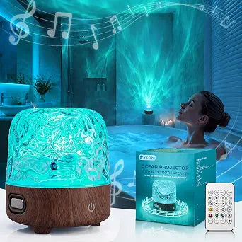 Waterproof Shower Mood Light with Bluetooth Speaker & Ocean Wave Projector