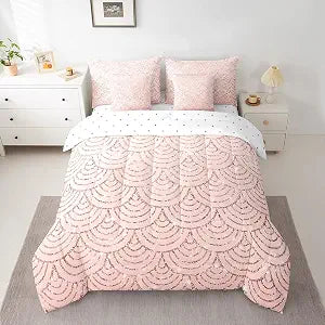 Feelyou Girls Mermaid Scales Comforter Set Full Size 7 Pieces for Kids
