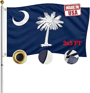 Embroidery Double Sided South Canrolina Flag 3x5 Outdoor- 340D Heavy Duty SC Canrolina Flags Canvas Header with 2 Brass Grommets Easy to Rising