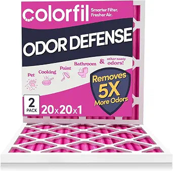 Colorfil 20x20x1 Air Filter (2-Pack) | Made in the USA | Color Changing | Remove Cat and Dog Odor | MERV 8 for Pet Hair Dander and Dust | 19.5"x19.5"x0.75" Exact Size