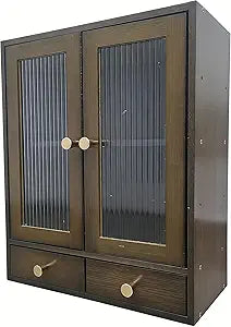 with Magnetic Door Countertop CabinetStorage Cabinet, SideboardNanzhu Organizer for Kitchen Living Room Bedroom Bathroom Office with a drawer14.6x6.7x18.1(Brown
