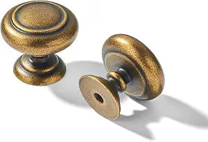 khtumeware 2 Pack Knob Antique Brass Cabinet knobs Solid Heavy-Duty Bifold Closet Door Knobs Cabinet Hardware Drawers Dressing Table Bathroom Handle