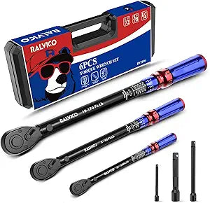Torque Wrench Set 1/4'' & 3/8'' & 1/2'' 3% Accuracy 72-Tooth Dual Scale Dual-Direction Adjustable Drive Click Torque Wrench 5-45 Ft.Lb& 20-220 In.Lb& 10-170 Ft.Lb for Bike,Car,Moto,Truck,DIY