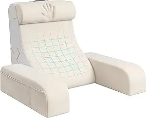 Homkdom Reading Pillow for Sitting in Bed Adult, 20" Back Pillow for Bed Sitting up with Armrests & Storage Pockets, Ergonomic Wedge Pillow for Watching TV, Gaming, Working, Recovery, 5PCS, Beige
