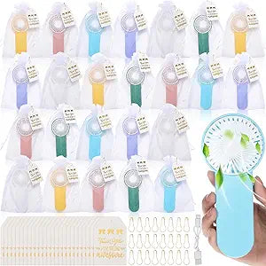 Sumind Mini Handheld Fans Bulk with Thanks Cards Bags Summer Wedding Favors Thank You Gifts Battery Powered Portable Fans Employee Appreciation Gifts for Coworker Staff Travel(Multicolor,24 Set)