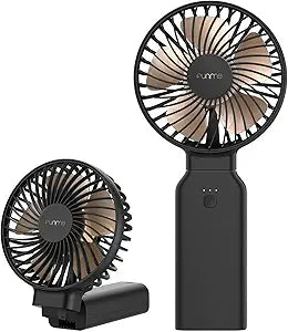Funme Portable Handheld Fan, 53H Max Cooling Time Travel Fan, 10000mAh Personal Fan with Power Bank, 4 Speeds Rechargeable Fan, Handheld/Foldable 180┬░ Design for Desk/Travel/Office/Outdoor - Black