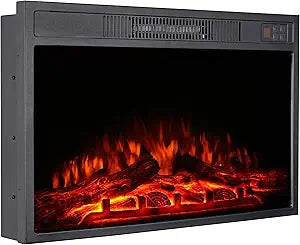 CharaVector Electric Fireplaces Recessed Wall Mounted Fireplace Insert 24 Inch Wide Heater LED Fire Place Remote Control & Touch Screen, 1-12 Hours Timer, 12 Color Flame and Log Color