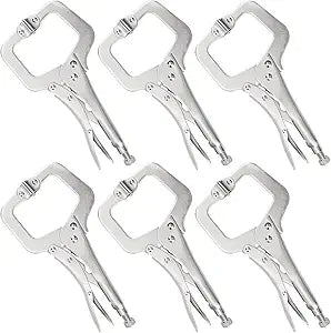 JOIKIT 6PCS 11 Inch C-Clamp Locking Pliers, Welding Pliers, C-Clamp with Swivel Pads, Vise Grip for Carpentry, Welding, Electrical Equipment