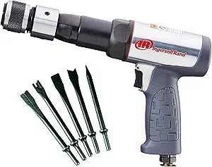 Ingersoll Rand 119MAXK 3 1/2" Stroke Long-Barrel Air Hammer Kit, Max Rotational Speed Up to 2,530 BPM, Includes 5 Chisel Attachments