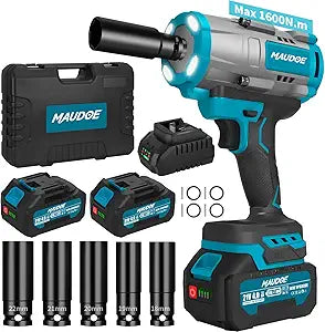 1600N.m (1180Ft-lbs) Cordless Impact Wrench, 21V 1/2" Brushless High Torque Impact Gun, 24.0Ah Batteries & 5 Sockets, 3-Speed Adjustment, Pistola De Impacto Drive for Car/Truck/RV/Mower Repair