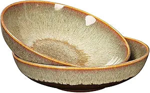 Large Pasta Bowls 56 Oz, soup bowl soup plate, Set of 2, Serving, Salad, Dinner, deep Plate/Wide Bowl, Microwave, Oven, Dishwasher Safe Kitchen Dinnerware, Modern Porcelain Dishes 10 inch