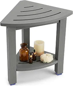 HDPE Corner Shower Stool for Shaving Legs, Shower Bench with Storage