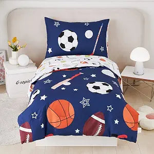 URBONUR 4-Piece Toddler Bedding Set - Ultra Soft Sports Series