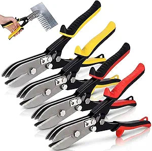 Lothee 4 Pack 5 Blade Hand Crimper Sheet Metal Tools Bulk Duct Crimping Tool HVAC Tool Gutter Crimpers for 22-28 Gauge Stainless Steel Downspout Stove Pipes10-1/2" Metal Sheet Gutter(Color)