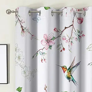 Floral Curtains, Blackout Curtains 84 Inch Length 2 Panels Set, Spring Decor for Home, Light Blocking Thermal Insulated Drapes with Grommet for Bedroom, Bathroom, Livingroom