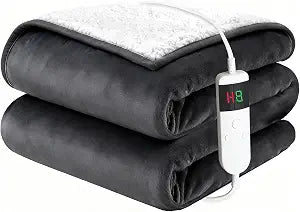 Electric Blanket Heated Full, Soft Flannel 72"x84" Heating Blanket with 8 Hours Auto Off 10 Fast Heating Levels Machine Washable Sherpa Heated Blanket with Overheating Protection