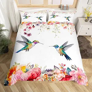 jejeloiu Hummingbird Bedding Set King Size