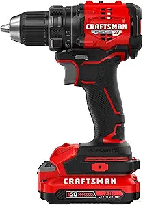 CRAFTSMAN V20 BRUSHLESS RP Compact Drill/Driver, Variable Speeed Trigger, Built In LED, Includes Battery and Charger (CMCD714D1)