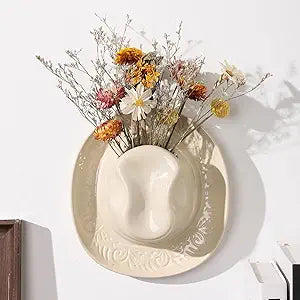 Hanging Wall planters for Indoor Plants, Ceramic Cowboy Wall vases for Flowers, for Bathroom, Living Room, Office, and Home Decor. Medium