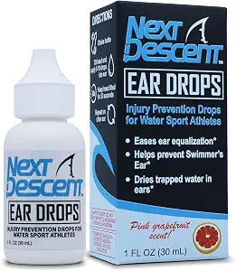 Swimmers Ear Drops for Pool & Ocean Swimming | Next Descent Prevention Drops for Waters Sports, Swimming, Diving and Snorkeling
