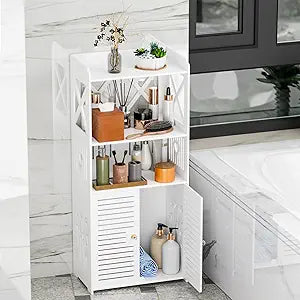 ShellKingdom Bathroom Storage Cabinet, Free Standing Floor Cabinet, Home Storage Shelf with Drawer and Door for Bathroom, Living Room, Kitchen, Office, 15.74 X 9.84 X 35.43 INCH