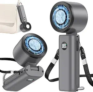Portable Handheld Fan with Ice Cooling, 5000mAh Rechargeable Personal Fan