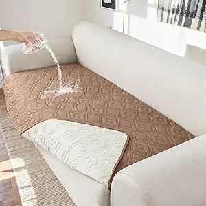 Genina 100% Waterproof Couch Cover for 3 Cushion Couch Sofa Cover for Dogs, Anti-Slip Sofa Covers Washable Couch Covers for Sectional Sofa L Shape for Pets Furniture Protector, 1 Piece (Camel, Sofa)