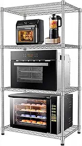 24"Depth Metal Wire Shelving Unit Metal Shelf Adjustable Storage Rack Kitchen Storage shelves 4 Tier Commercial Heavy-Duty 2200 LBS Sturdy Standing Steel for Home Garage Pantry 24"Dx 30"Wx59"H