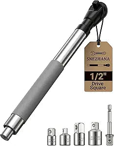 SNEZHANA 1/2" Offset Extension Wrench for Electric with Versatile 3/8", 1/4" Square Drive Adapters Impact Ratchet Extender, for Tight Spaces