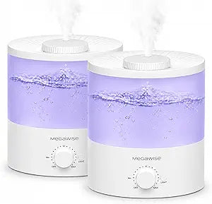 H1-XIT 2 Pack of 2L Cool Mist Humidifier, Top Refill, Nano Fine Mist Out Put, No Leakage for baby, bedroom, living room