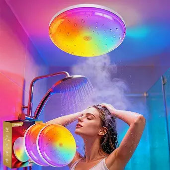 2Pack IP66 Waterproof 17 Colors 7 LED Shower Light/Ceiling Light