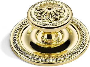 khtumeware 10 Pack 2.5 Inch Polished Brass Cabinet knobs with Backplate,Vintage Backplate for Cabinet knobs and Drawer knobs, Bi-Fold Door Knobs