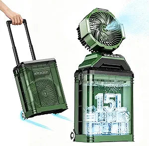 Misting Fan for Outside, 30000mAh Rechargeable Outdoor Cooling Fan with 4 Wind Speeds, High-Pressure Mist, 4 Mist Levels, 90 Oscillation, 4-Gallon Tank, for Patio, Camping, Sports, Jobsite