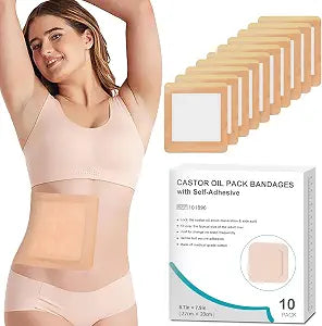 10Pcs Castor Oil Pack Wrap, 8.7"*7.9" Organic Cotton Pads