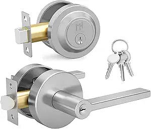Mega Handles Ralph Entry Door Handle & Deadbolt Lock - 1 Pack Reversible Heavy Duty Chrome Door Handles & Deadbolt for Interior/Exterior Doors, Fits All Standard Doors - Polished Chrome
