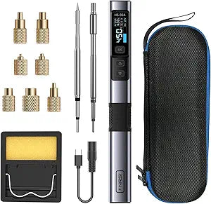 FNIRSI HS02 100W Corded Heat Set Insert Tool & Soldering Iron KitAdapter Powered, for 3D Printer, Plastic, Electronics Repair, 3 Preset Temps, 3S Fast Heating, M2-M8 Threaded Brass Insert Nuts