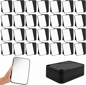 Cinnvoice 36 Pack Desktop Makeup Mirror Bulk 90 Adjustable Portable 8" Vanity Table Mirror with Stand, Folding Travel for Makeup Party Spa Party, Women, Cosmetics Personal Beauty (Black)