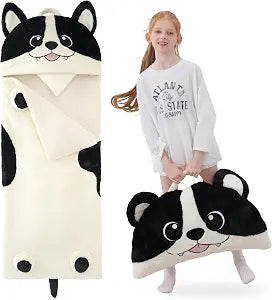 GILFWM 70" 4.2lbs Dog Thickened Kids Nap Mat for Preschool, Daycare,Kindergarten,Soft Washable for Boys and Girls, 2-in-1 Stuffed Animals Sleeping Bag and Pillow, Sleep Sack for Toddlers