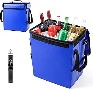 SORENCUT 6 Bottle Wine Carrier with Adjustable Dividers, Insulated Wine Travel Bag with Waterproof Lining, Structured Bottom, Shoulder Strap & Foldable Storage for Party & Travel (Royal Blue)