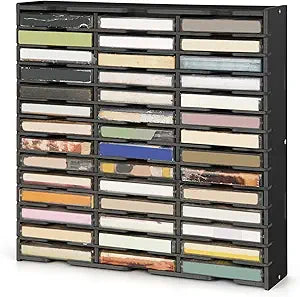 42-Slot Cassette Tape Storage Organizer Rack, Wall Mount Cassette Tape Holder, Audio Cassettes Display Shelf, Ideal Gift for Cassette Collectors, Black