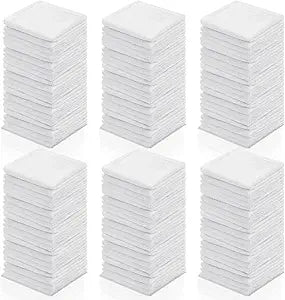 Oudain 200 Pcs White Cleaning Cloths Bulk Reusable Cleaning Rags Cotton Washcloths Absorbent Dishcloths Small Kitchen Rags Soft Bath Towels for Housekeeping, 9.8 x 9.8 Inch