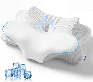Cervical Neck Pillow - Memory Foam Pillow for Pain Relief Sleeping, Ergonomic Neck Support Contour Pillows for Side Back Stomach Sleepers,Orthopedic Breathable Pillowcase (Ivory)