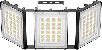 300W LED Outdoor Flood Light, 30000LM Super Bright Stadium Light, 6000K Daylight White, IP66 Waterproof 3 Heads Adjustable Outdoor Floodlights for Backyard, Court, Garden