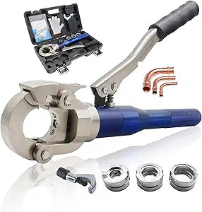 Hydraulic Copper Press Tool with 1/2",3/4" and 1" Jaw Copper Pipe ProPress Crimper Pressing Pliers, including Pipe Cutter_iGeelee